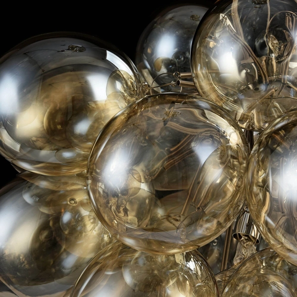 Wisząca LAMPA modernistyczna BALBO MOD112-08-G Maytoni szklana OPRAWA kule ZWIS molekuły koniak