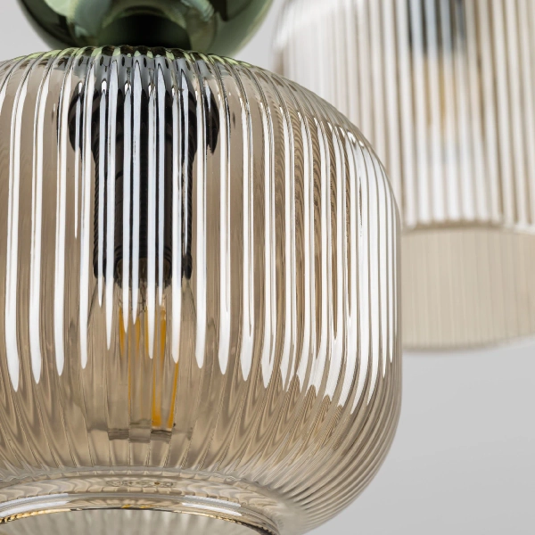 Glamour lampa zwisająca Sophia Green 11150 klosze żebrowane zielony