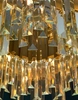 Pałacowa lampa wisząca Calarca z kryształami nad stół złota