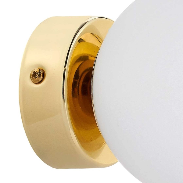 Kinkiet LAMPA ścienna MIJA 20764105 Kaspa modernistyczna OPRAWA szklana kula ball złote biała