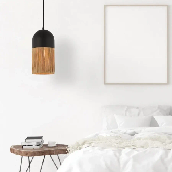 Kopułowa wisząca lampa 23071 do jadalni brązowa czarna