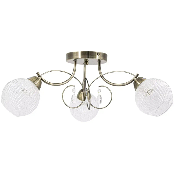 Klasyczna lampa sufitowa 8964/3 21QG kryształki mosiądz