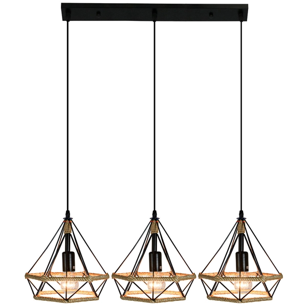 Loftowa LAMPA wisząca Piramida 8803/3 ZWIS - 06 Elem druciana OPRAWA metalowa piramida zwis czarny