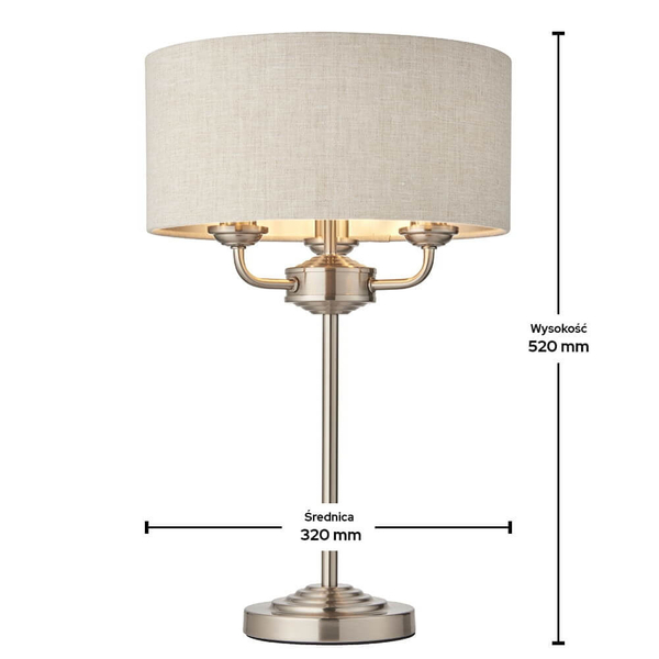 Lampa stołowa klasyczna Highclere 94369 Endon na komodę beż chrom