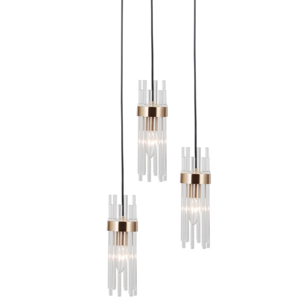 Wisząca lampa nad stół Taraso PND-40760-3-BK-HBR czarny złoty przezroczysty