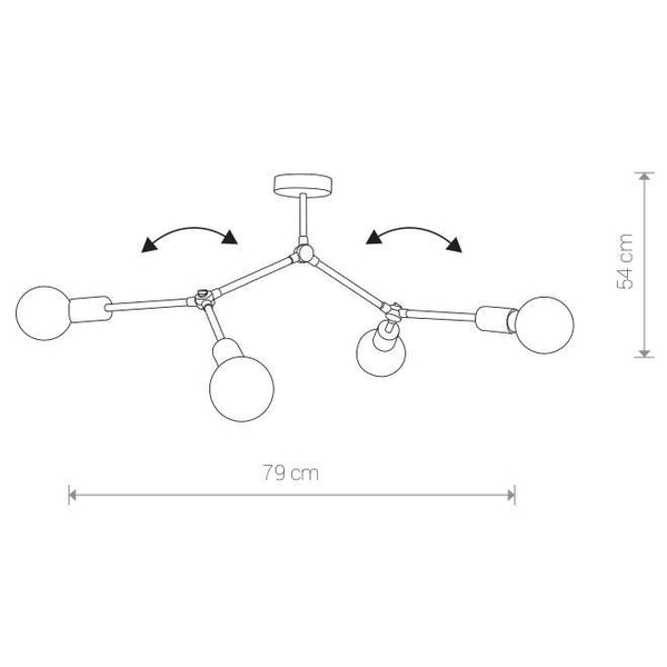LAMPA wisząca TWIG 9140 Nowodvorski metalowa OPRAWA industrialny ZWIS molekuły wysięgniki na żarówki czarna