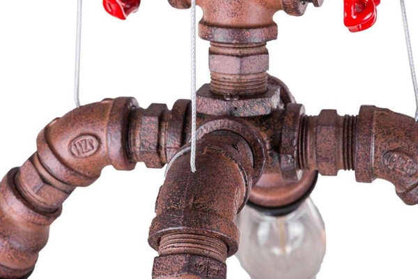 Industrialna LAMPA wisząca MANILA MDM-2846/4A RUST Italux metalowa OPRAWA zwis rury zawory rdza