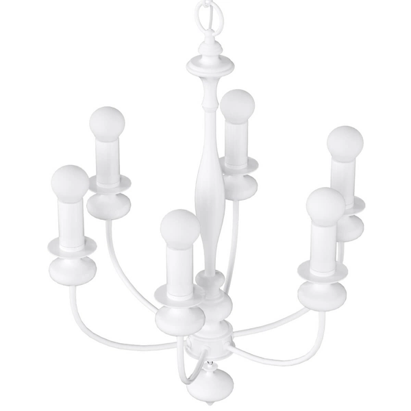 Biała lampa świecznikowa Castella zwis na łańcuchu nad stół