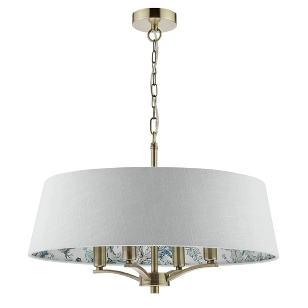 Zwisająca lampa Delft DEL0415-EH Dar Lighting materiałowa biały mosiądz