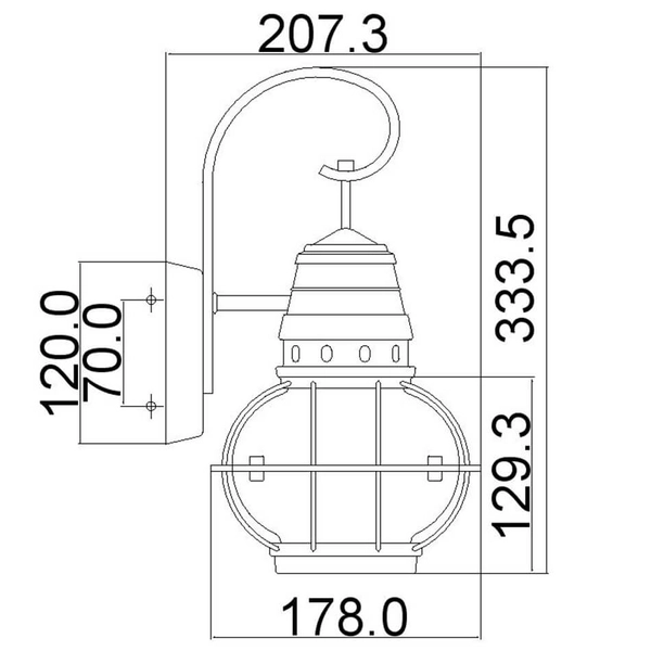 Kinkiet ścienny zewnętrzny Bridge Point KL-BRIDGEPOINT-S-NBR IP44 mosiądz