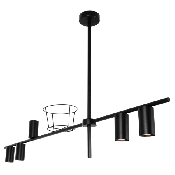 Lampa wisząca z koszykiem Rocco K-4757 Kaja reflektory metalowa czarna