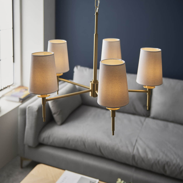 Lampa zwisowa z abażurami L&-199458 Light& metalowa biała złota