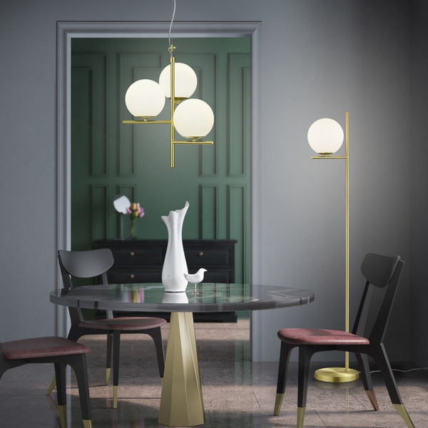 Loftowa LAMPA wisząca NYXIS  DL308302000 Trio szklana OPRAWA zwis kule mosiądz białe