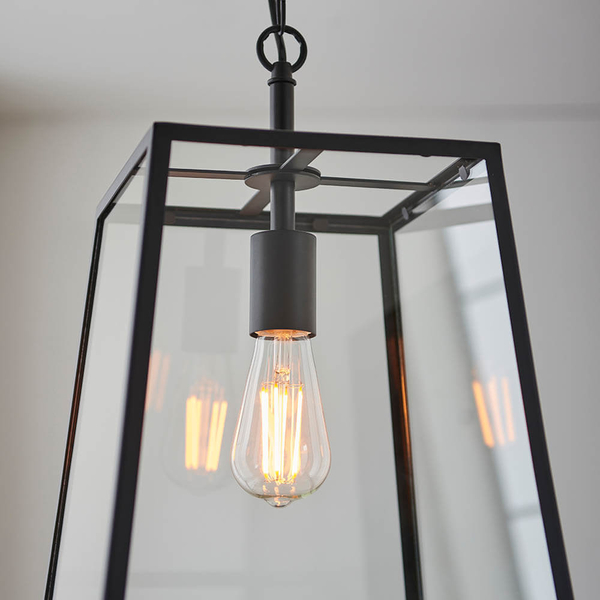 Lampa wisząca do salonu Hurst 101541 szklana czarny przezroczysty