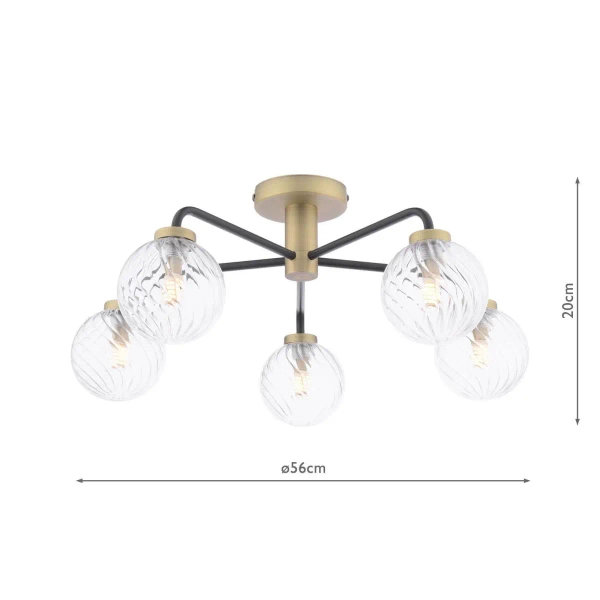 Szklana lampa sufitowa Layney LAI5454-03 kule mosiądz czarne