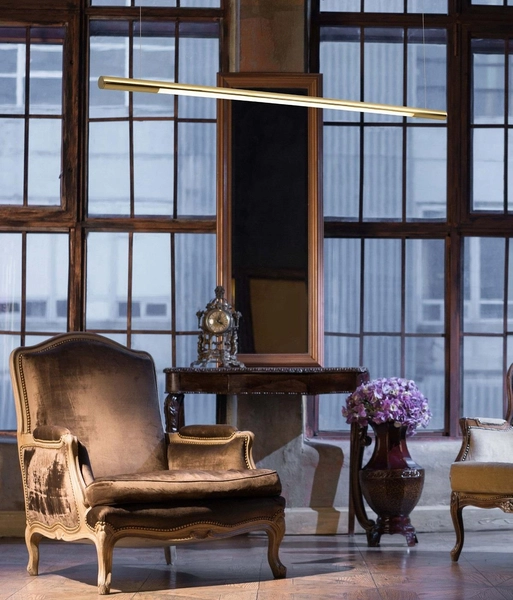 LAMPA wisząca ORGANIC P0360 Maxlight podłużna liniowa OPRAWA metalowy ZWIS listwa LED 26W 3000K belka złota