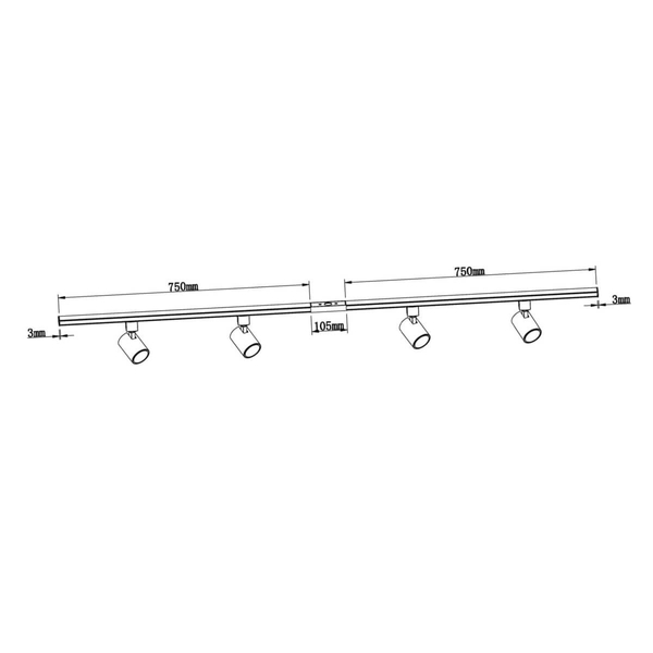 System szynowy SNOW LP-737 BK SET Light Prestige metalowa OPRAWA zestaw listwa z reflektorkami czarne