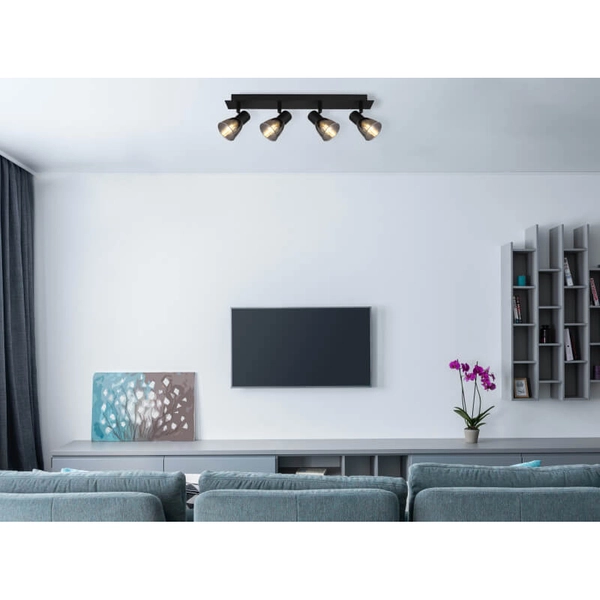 Kierunkowy spot sufitowy Claude 54307-4 czarny przydymiony