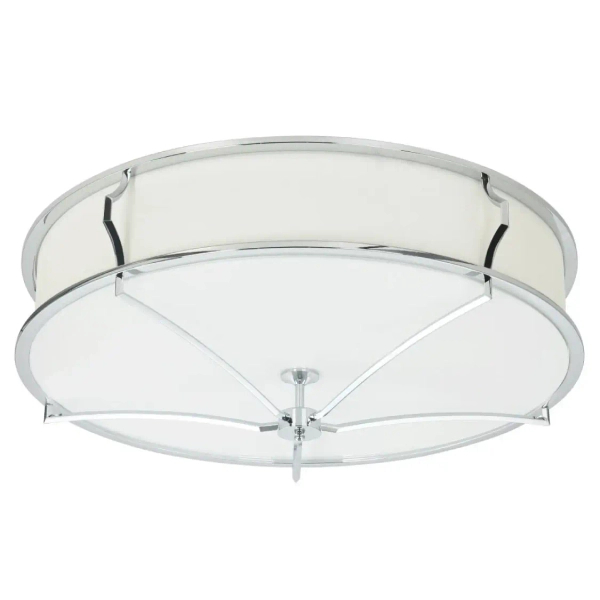 Sufitowa LAMPA abażurowa Stesso PL Cromo M Orlicki Design okrągła OPRAWA plafon w stylu klasycznym biały kremowy