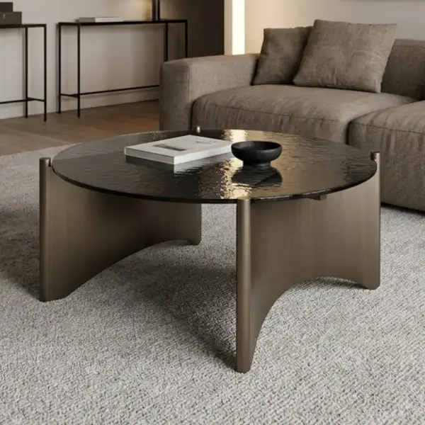 Ława kawowa MANTA MM001501100395 czarna złota metal szkło 80cm