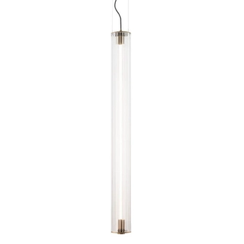 Podłużna wisząca lampa Merezi 1 5216 LED 30W 3000K szklana mosiądz patyna