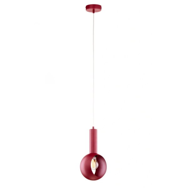 Burgundowa lampa wisząca VITRUM oczko 1xE27 metalowa do jadalni 41636