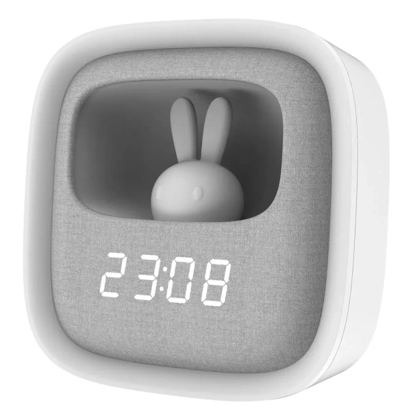 Nocna lampka z budzikiem Bunny 328144 LED 1,2W 3000K królik szary biały