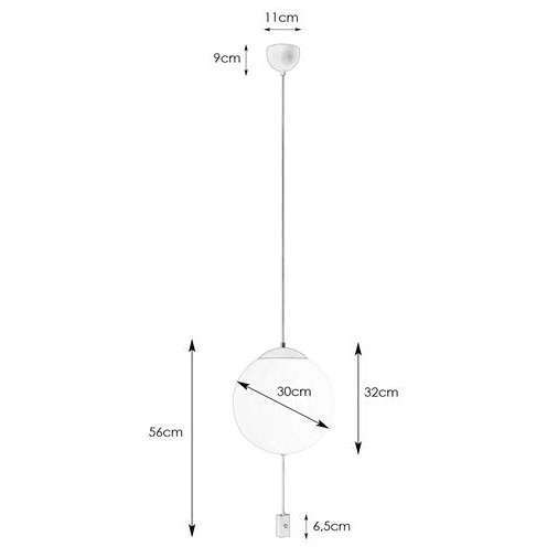 Loftowa LAMPA wisząca HERE 107902 Markslojd szklana OPRAWA z włącznikiem kula hygge ball biała czarna
