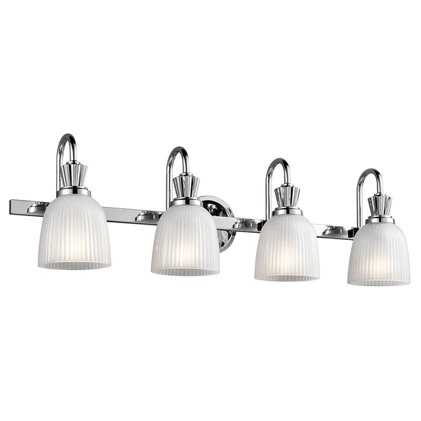 Szklana lampa ścienna Cora KL-CORA4-BATH Kichler do łazienki IP44 chrom biała