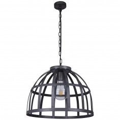 Wisząca LAMPA retro CALERA PND-4114-40-1 Italux industrialna OPRAWA metalowa klatka ZWIS na łańcuchu srebrny