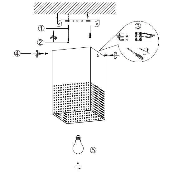Industrialna LAMPA sufitowa RENATE 21123/01/02 Lucide loftowa OPRAWA siatka metalowa kostka czarna złota