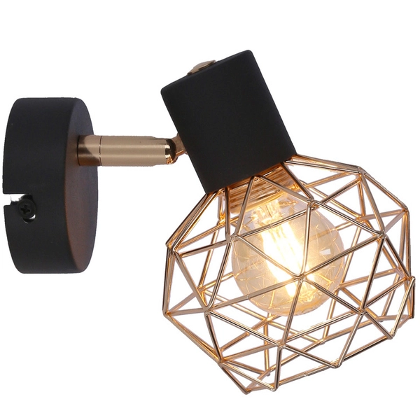 Druciany kinkiet do salonu Acrobat z regulacją czarny złoty