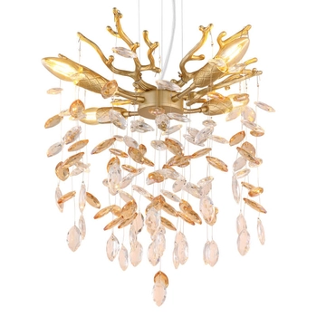 Wisząca lampa z kryształkami Queena 64138HG do kuchni nad stół złota