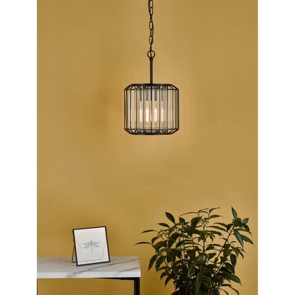 Lampa wisząca Naeva NAE0122 Dar Lighting na łańcuchu przezroczysta czarna