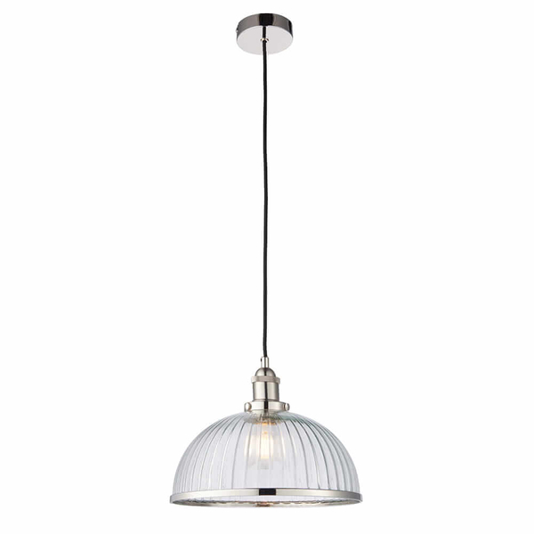 Klasyczna lampa wisząca szklana nikiel przezroczysty Hansen OUTLET