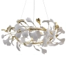 Żyrandol glamour Leaf MD2858-6AS-G ring motyw kwiatów złoty biały