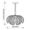 Designerska lampa wisząca do jadalni srebrna Delphine OUTLET