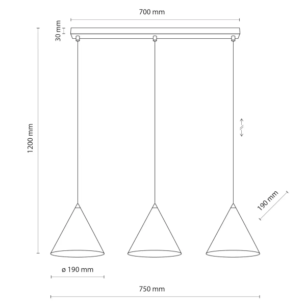 Potrójna lampa wisząca CONO 10068 trójkątna czarny