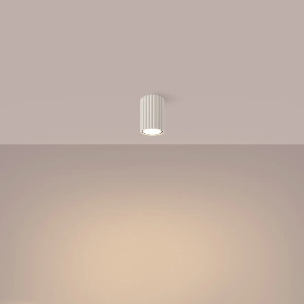 Sufitowa lampa ryflowana KARBON SL.1587 tubka do salonu beżowa