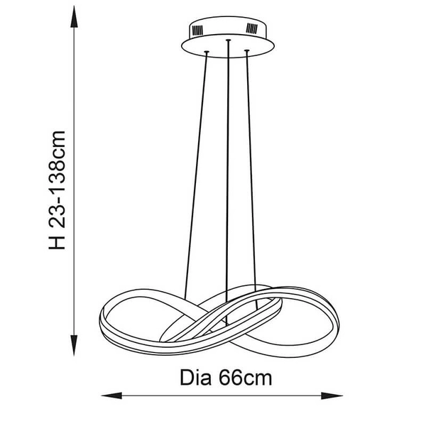 Wisząca lampa supeł Aria 76394 LED 40,5W 3000K chrom biały