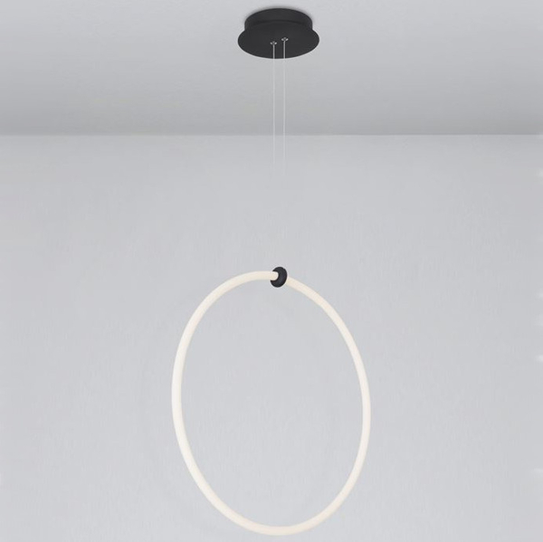 LAMPA wisząca COLON LE41609 Luces Exclusivas metalowa OPRAWA okrągy ZWIS LED 30W 3000K pierścień ring czarny