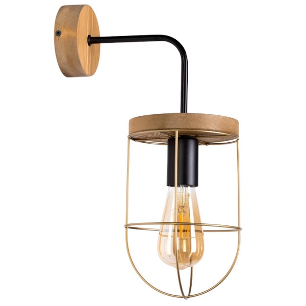 Lampa ścienna NETUNO 9201517104 drewniana druciany drewno złoty