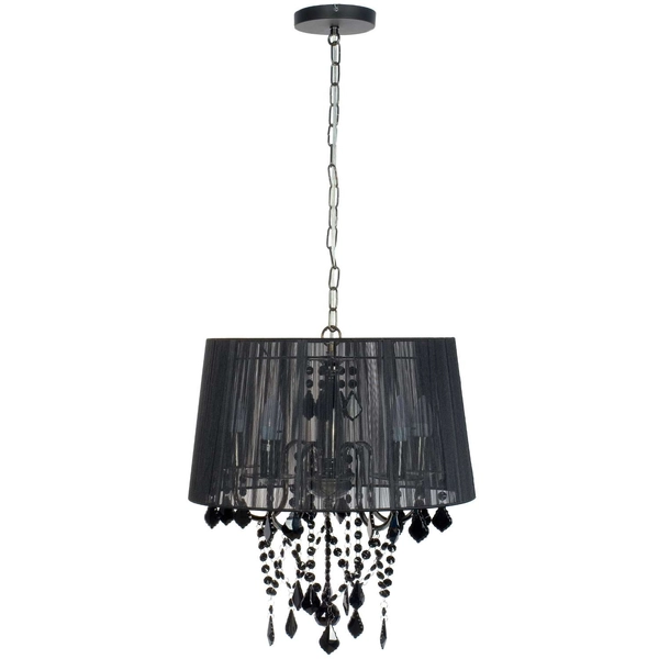 LAMPA wisząca MONA LP-5005/5P czarna Light Prestige abażurowa OPRAWA z kryształkami ZWIS glamour crystal czarny