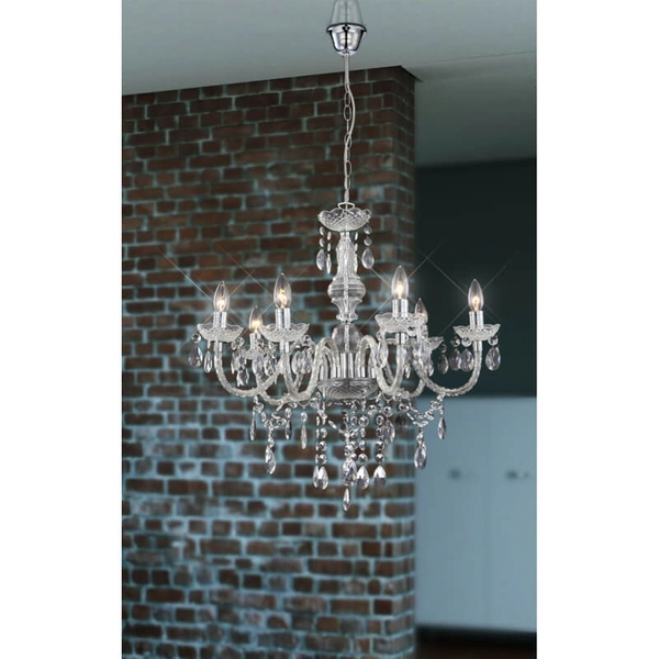 Lampa wisząca Cuimbra 63116-6 świecznikowa chrom crystals