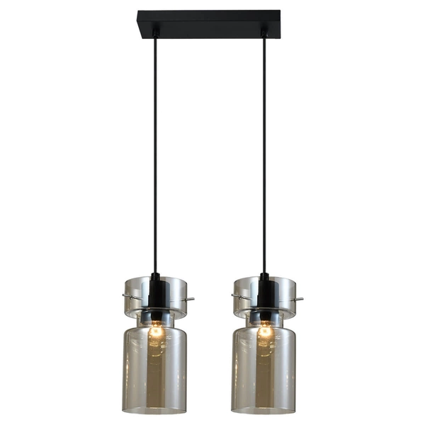 Loftowa lampa wisząca Nivio LP-2811/2L AM nad wyspę przydymiona czarna
