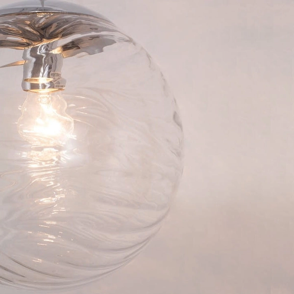 Wisząca LAMPA loftowa ARENAS LE41874 Luces Exclusivas szklana OPRAWA kula ZWIS wzorki przezroczyste chrom