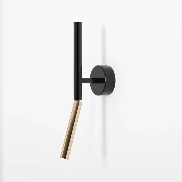 Lampa podłużna kinkiet Stick 1067C1 Aldex tuba z regulacją czarna złota