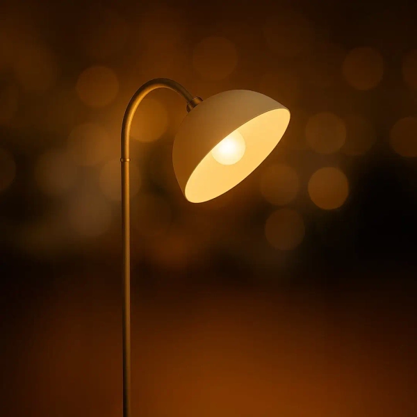 Lampa podłogowa do salonu Zack ML2338 łukowa biały beżowy