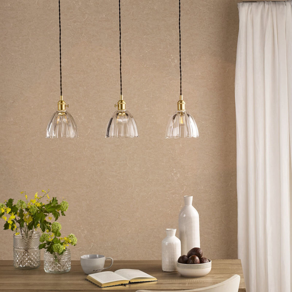 Szklana lampa wisząca Hadano HAD3640-11 do salonu mosiądz przezroczysty