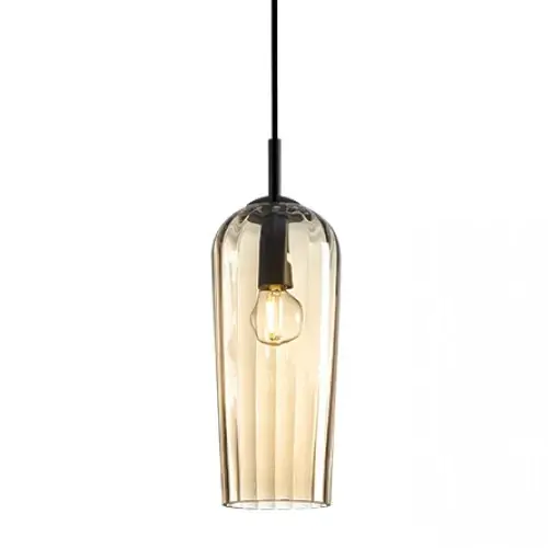 Lampa nad stół wisząca do jadalni 22118 szklana szampański czarny